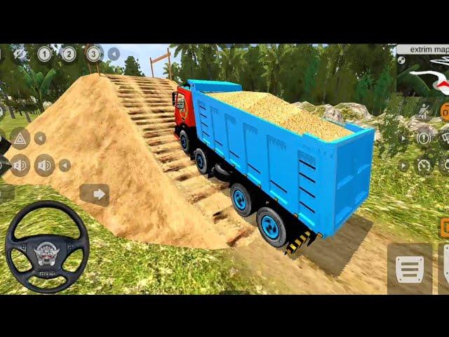 Tipper truck driving off road Transport material l bus simulator indonesia