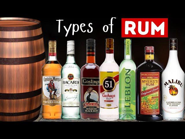 Types of RUM I Rum brands I Rum Cocktails I White Rum I Dark Rum I Bacardi Rum I Alcoholic Beverages