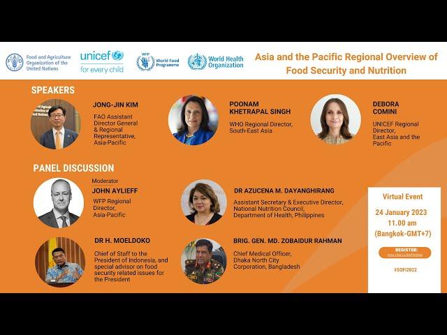 Asia and the Pacific Regional Overview of Food Security and Nutrition  | 24 Jan. | 11:00 (BKK Time)