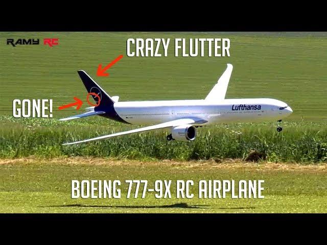 LOST HALF OF THE RUDDER!! saved my 777-9x RC airplane from crashing 