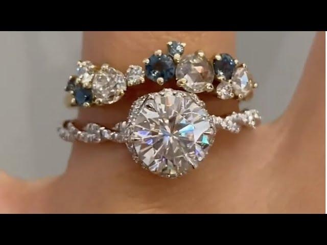 Constance & Vesabe - Vintage Inspired Rose Gold Engagement Ring with Sapphire & Diamond Wedding Band