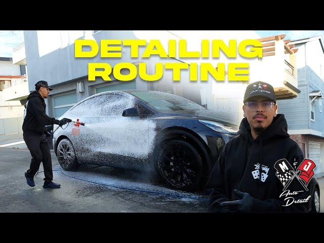 MOBILE DETAILING ROUTINE | DETAILING A TESLA MODEL Y | MJ DETAIL