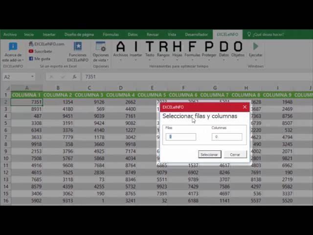 EXCELeINFO add-in - Seleccionar filas y columnas