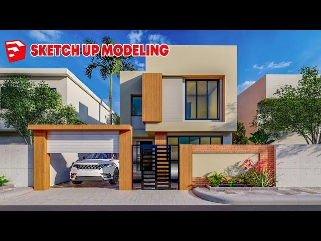Sketchup Modeling Modern Vila | SketchUp Modeling Tutorial | Simple & Quick Modeling Sketchup 2020