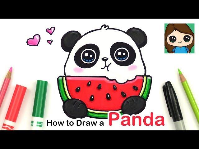 How to Draw a Panda Eating Watermelon Easy | Summer Art Series #6