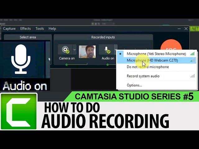 Record Audio with Microphone in Camtasia Studio | Camtasia Studio 9 Tutorials for Beginners #05