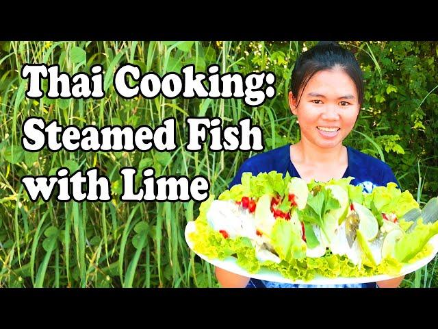 COOKING LOCAL THAI FOOD: STEAMED FISH WITH LIME ปลากะพงนึ่งมะนาว