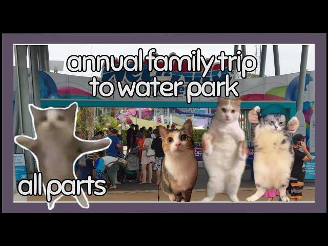 ALL PARTS !Cat family road trip to water park with best friend! -silly cat stories- ALL PARTS