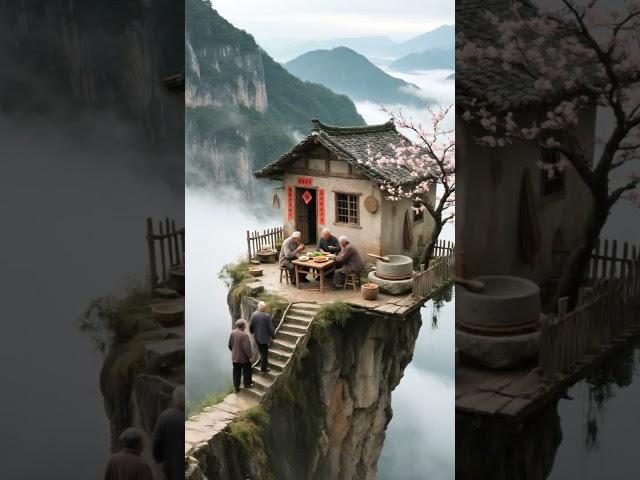 云雾山间，悬崖小屋旁的岁月静好 --探寻中式隐世之美#治愈风景 #田园生活 #儿时记忆 #乡村#治愈系#8090年代的童年记忆#悬崖上的温馨#暖心  #chinatravel #travel