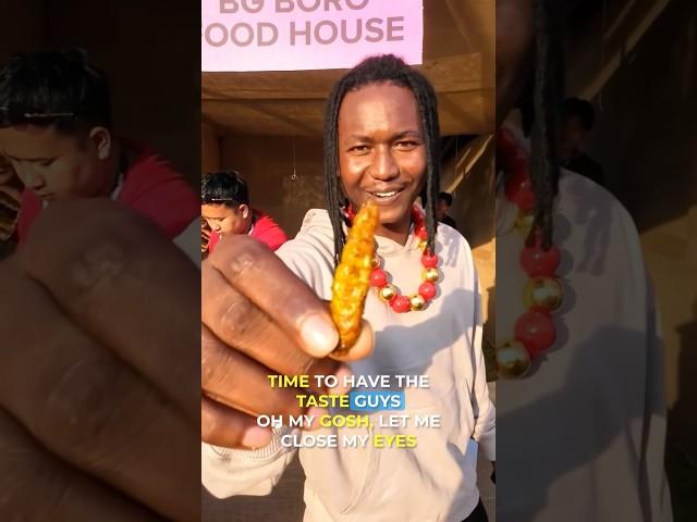 Eating Silkworm for the first time in Shillong