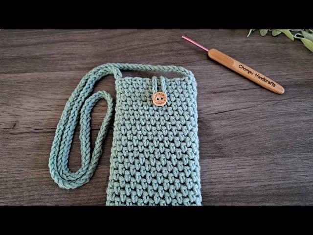 Easy! Crochet Phone Bag Tutorial For Beginners. Step by step crochet tutorial.