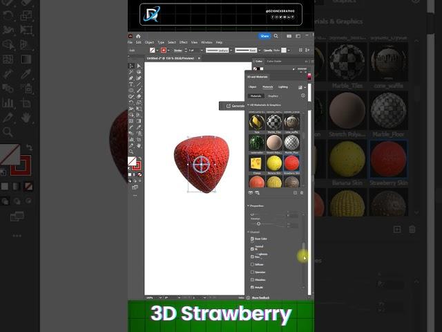 Let's Design a 3D Strawberry In Illustrator #illustratortutorial #illustrator3d  #3ddesign #dzignex