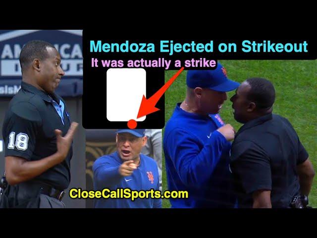 E184 - Carlos Mendoza Ejected Arguing the One Strike Call Ramon De Jesus Got Right in Alvarez's AB