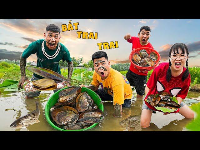 Gấu Đỏ TV Đi Bắt Trai Trai Từ Sáng Sớm Làm Món Trai Trai Nướng Mỡ Hành Thơm Phức