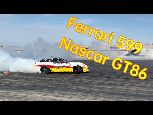 Ferrari 599 and a NASCAR V8 swapped Toyota GT Get ROWDY!