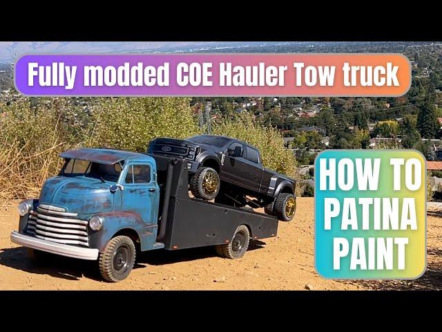 How to patina paint a huge rc truck - Redcat COE Hauler tow truck upgraded, lifted and trail crawled