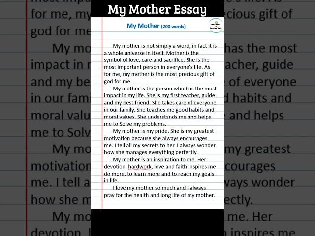 My Mother Essay in English | My Mother Essay | Essay on My Mother #englishessay #essaywriting