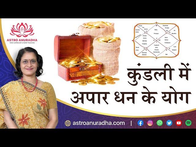 कुंडली में अपार धन के योग |  money in astrology | wealth in astrology | dhan yoga in jyotish | dhan