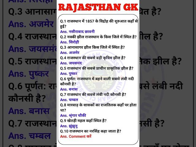Rajasthan gk questions | rajasthan gk most important questions bstc 2025 | Kushwah Classes #shorts