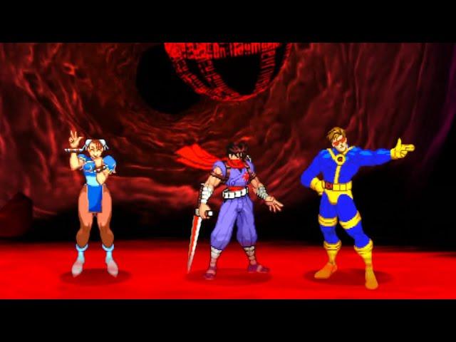 Marvel VS Capcom 2 - Chun-Li/Strider Hiryu/Cyclops - Expert Difficulty Playthrough