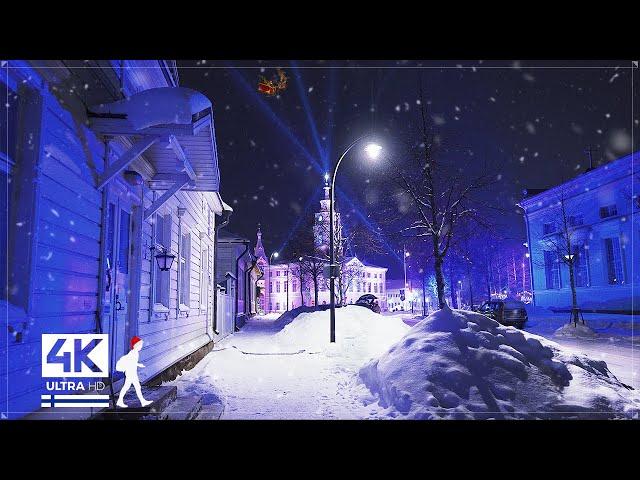 Cozy Christmas Snowfall Walk, Hamina, Finland - Slow TV 4K