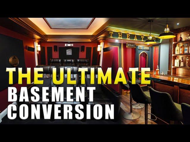 Epic Basement Transformation | Irish Pub, Home Theater & Salon