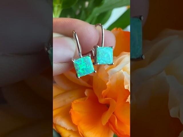 Green Frost Lab Opal Earrings #jewelry #earrings #jewelrygift