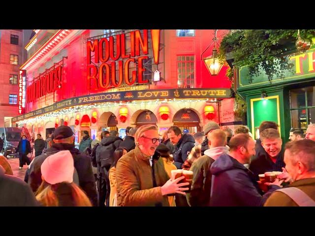 2024 London Walk  SOHO Nightlife & Christmas Lights  Central London Night Walking Tour  4K HDR