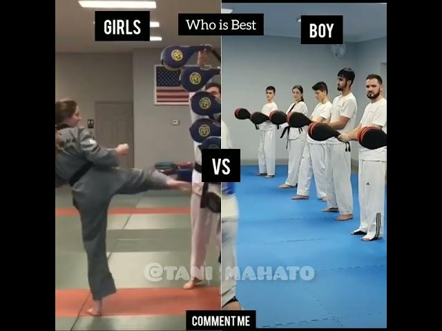 Girl vs Boy who is best||karate power|| #shorts #power #kick #kicks #karate