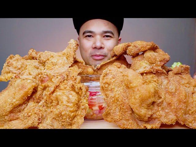 CHICKEN SKIN | MUKBANG ASMR | SPICY SAUCE | ALFIE EATS