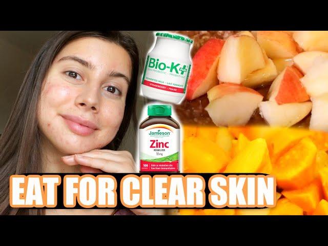 WHAT I EAT IN A DAY FOR CLEAR SKIN || Best supplements, how to get clear skin through diet fast!!