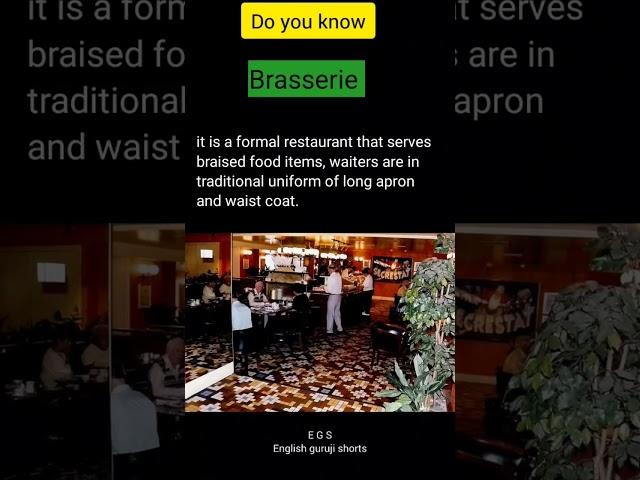 Brasserie (restaurant) - definition in English and pronunciation. #english #englishgrammar #india