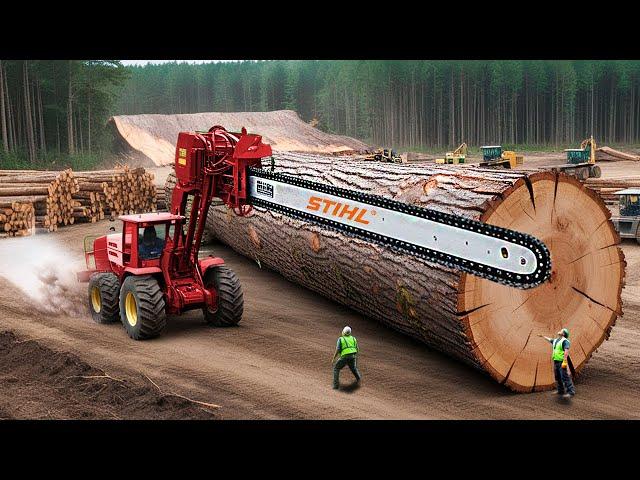 Extreme Dangerous Fastest Big Chainsaw Cutting Tree Machines | Monster Stump Removal Excavator #18