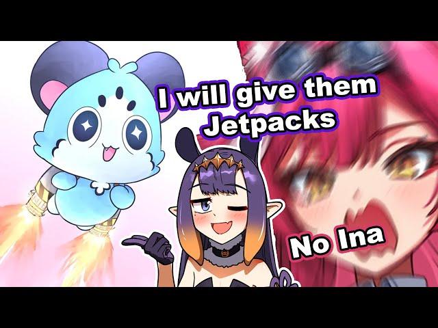 "Human" Ina wanted to give Raora's Chattini a jetpack, but an accident happened |  『Hololive』
