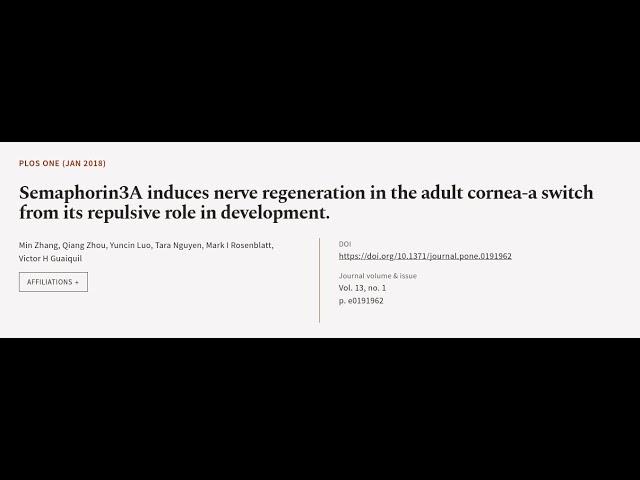 Semaphorin3A induces nerve regeneration in the adult cornea-a switch from its repulsi... | RTCL.TV
