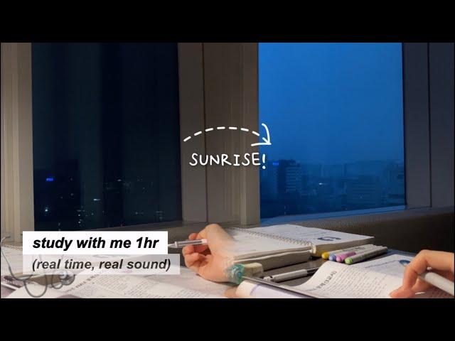 SUNRISE 1HR STUDY WITH ME with MEDICAL STUDENT l real time, no music l Korean college life 