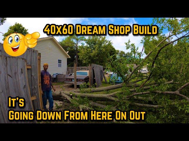 SprayWayCustoms 40X60 Dream Shop Build - Cutting Trees Down With A Cheap Chain Saw