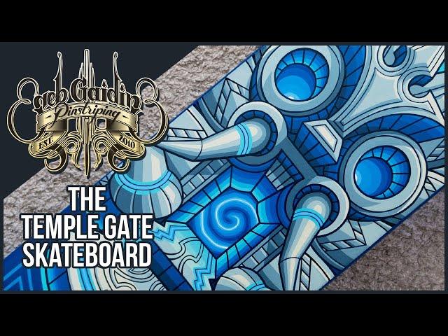 Pinstriping on skateboard - Temple gate