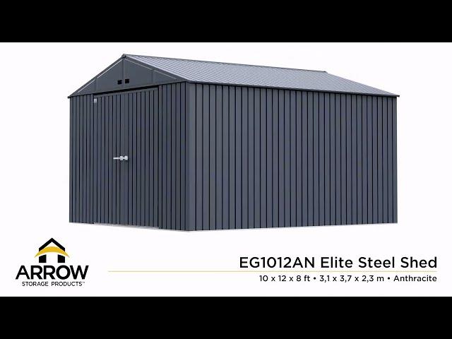 Get a 360 View of the Arrow Elite Steel Storage Shed, 10x12, in Anthracite