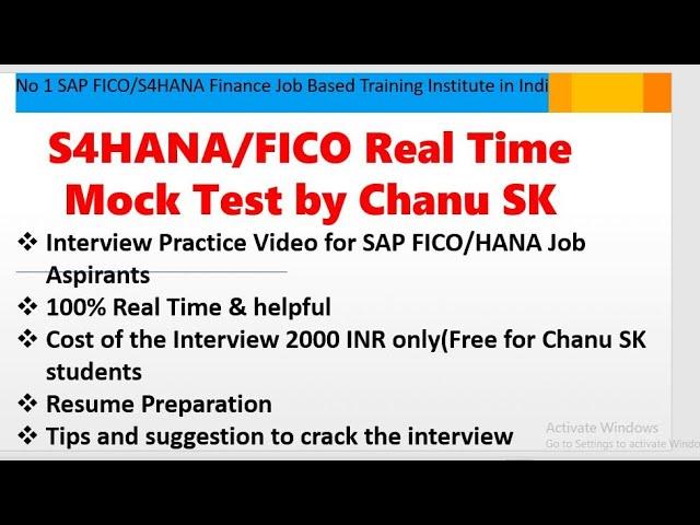 SAP FICO/S4HANA Mock Test by Chanu SK- SAP FICO in Telugu-S4HANA Fianance in telugu