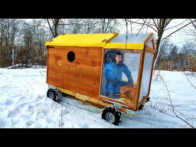 UPGRADING The Drivable Camper - Full Cabin Build + Snowy Overnight Adventure