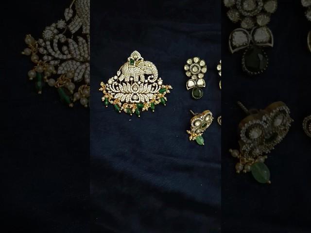Victorian cz pendant with mix n match earrings//9381896139//#divya #victoria #cz#earrings#customized