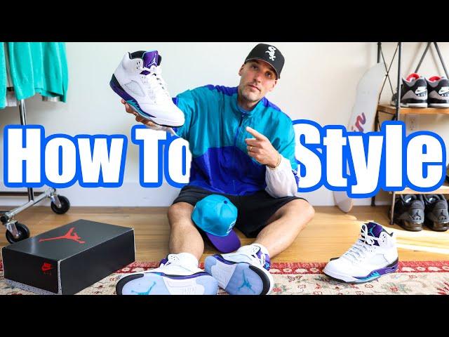 How To Style Nike Air Jordan 5 "Grape" Sneakers! On Feet with Outfits