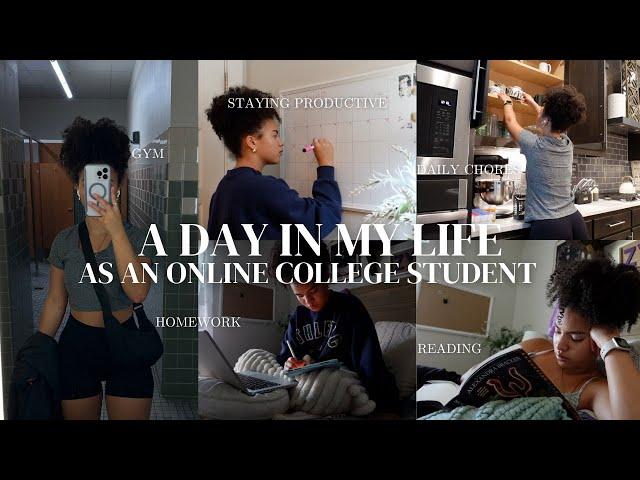 a very typical day as an online college student | staying productive, homework, chores, & gym