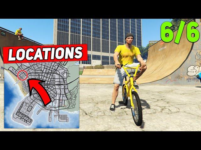 GTA 5 - ALL 6 SKATEPARK LOCATIONS! (+Epic BMX Tricks)