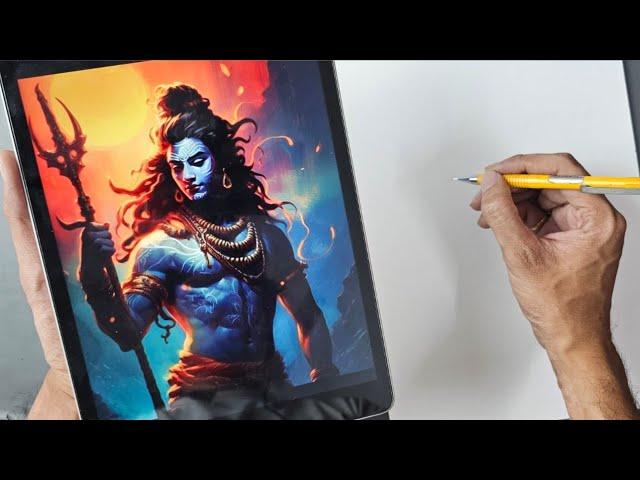 How To Draw Lord Shiva , Step By Step Outline Tutorial | Mahadev Drawing 