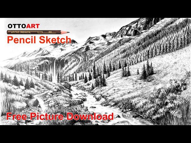 ️ Draw landscape Sketch with pencil-鉛筆素描畫山水風景（1）