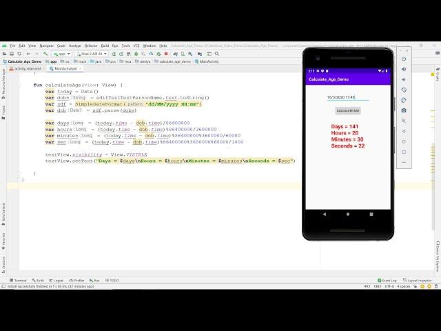 Calculate Age in Days, Hours, Minutes & Seconds in Android Kotlin