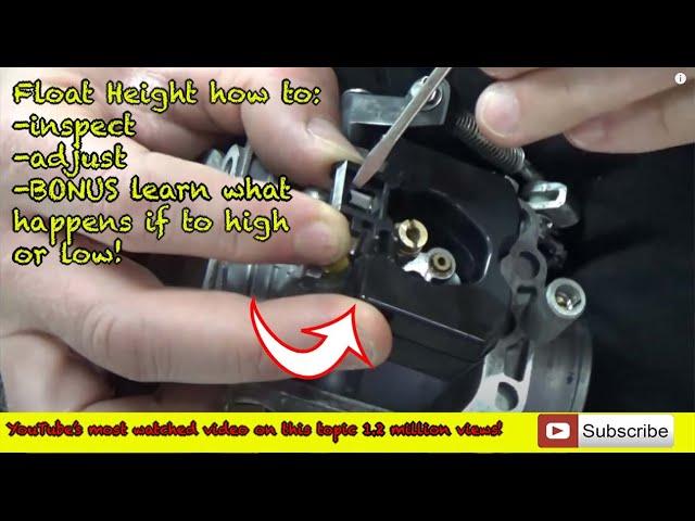 04 How to inspect and adjust float level on a carburetor. BONUS: RICH LEAN Fuel Settings explained!