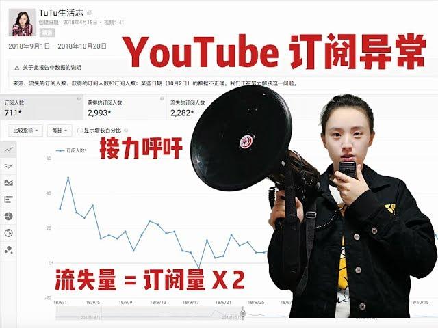 YouTube订阅异常 tutu的接力呼吁